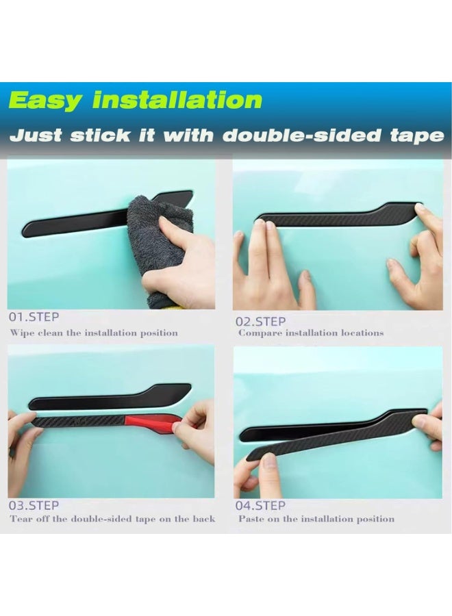 غطاء مقبض الباب ، مقبض الباب الغطاء الزخرفي (نمط ألياف الكربون اللامع) مناسب لتيسلا - Image 5